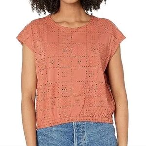 Madewell Womens Orange Per Se Eyelet Crop Top Size M preppy Casual Spring